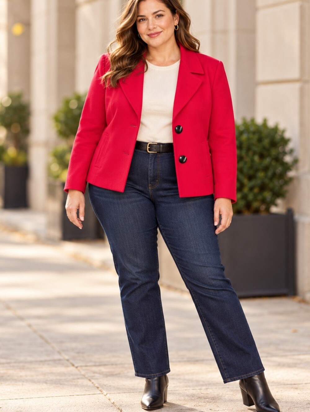 Talbots Red Wool Stretch Blazer Size 18 Classic Tailored Lined Jacket